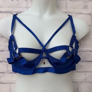 Torrid Open Cup O Ring Underwire Bra Lingerie Surf The Web Blue Size 2X New